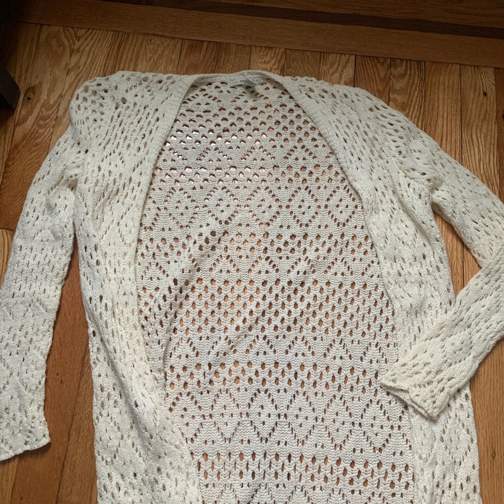 Forever 21 Cream Cable Knit Cardigan